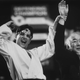 Daniel-san (Ralph Macchio) and Mr. Miyagi (Pat Morita) celebrate the 1984 All Valley Karate Championship